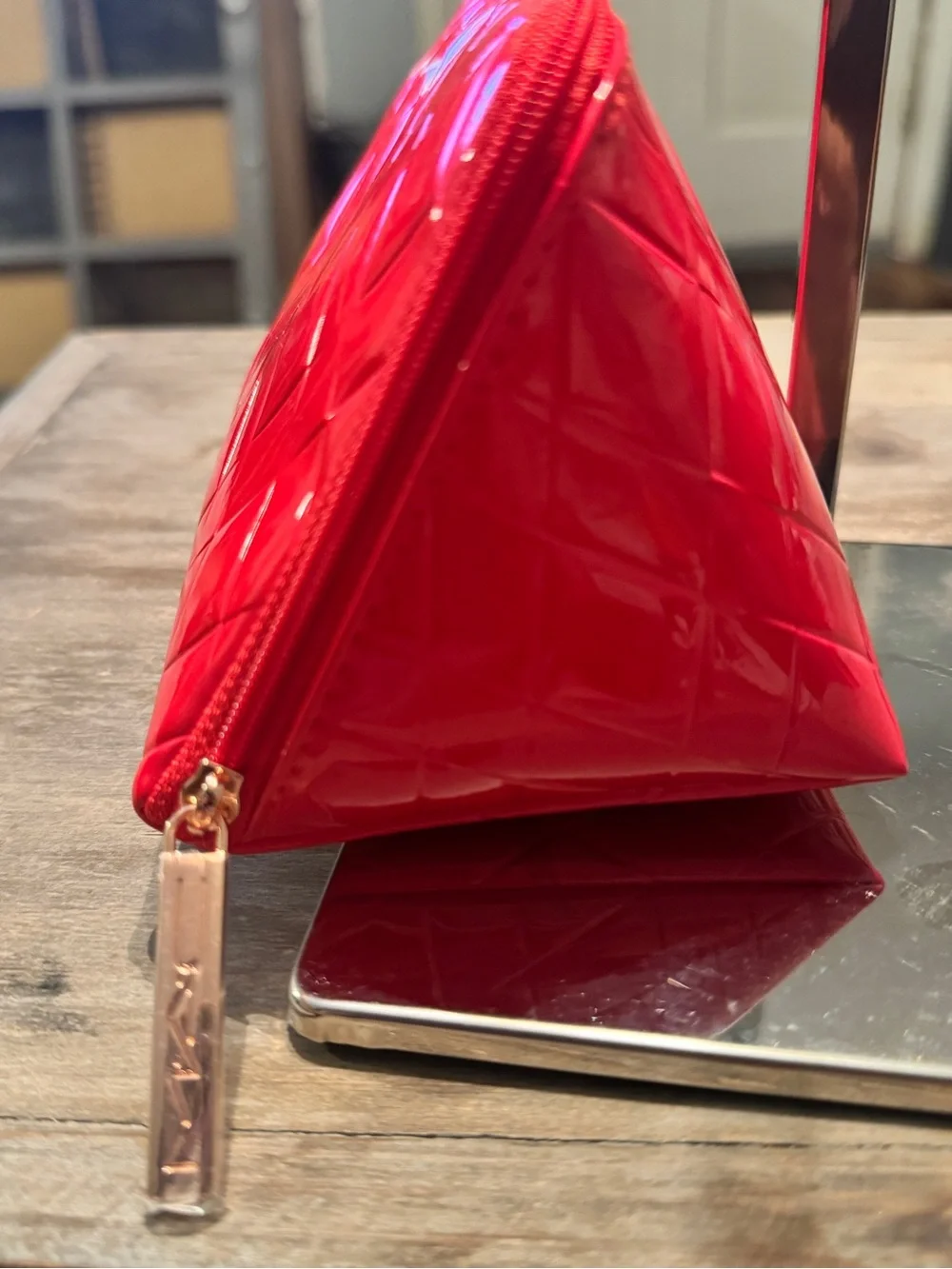 MAC Cosmetics Glossy Quilted Red Makeup Pouch